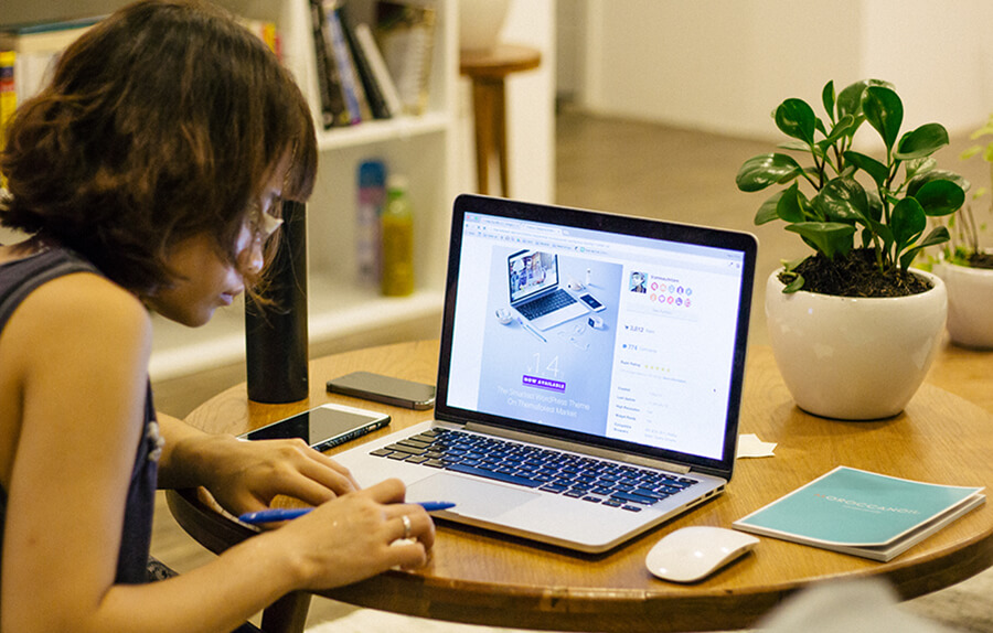 Person working on a laptop