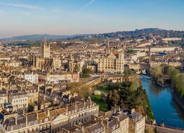 Aerial view of the city of Bath