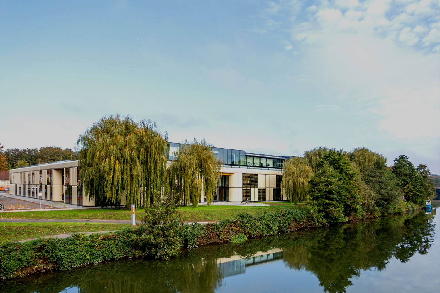 A view of Locksbrook campus with the river in the foreground