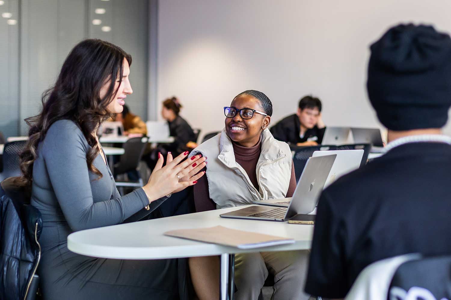 Two students take part in a seminar