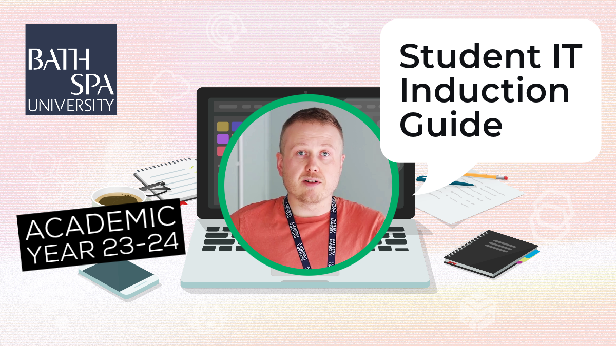 A graphic showing an image of Head of IT Sean Taylor, and the words Student Induction Guide
