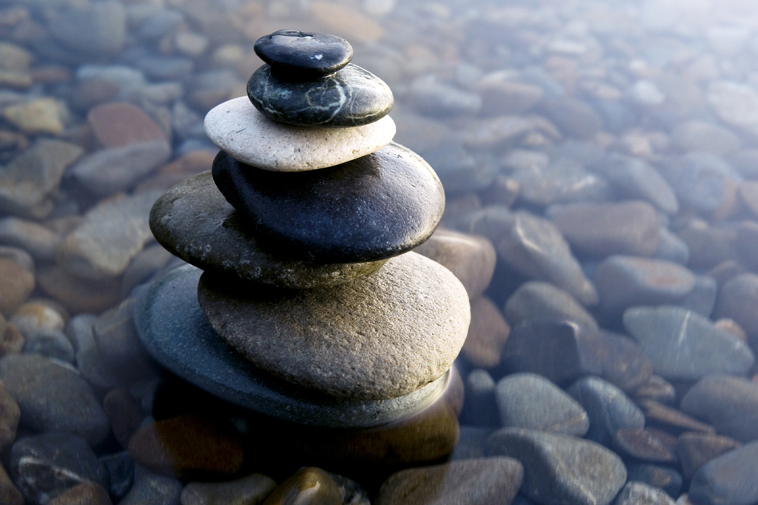 Pile of stones in water